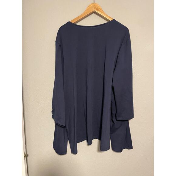 Catherines Womens Cardigan 4X Navy Open Front Stretch Suprema Collection Casual - Picture 4 of 7